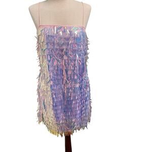 Forever 21 Iridescent Mini Dress Size Large Party Club Princess Pink